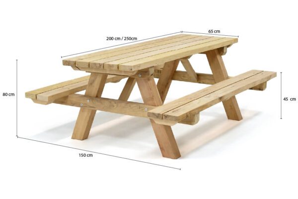 picknicktafel-afmetingen-10 Robinia Picknicktafel Bos - Afbeelding 6