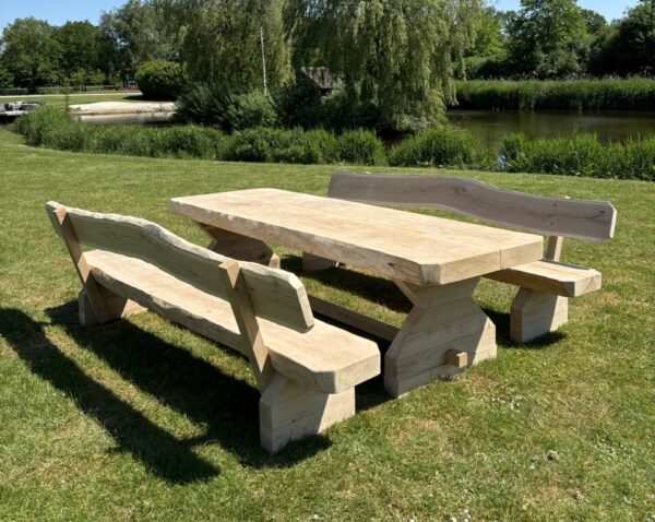 IMG_0431 Large Eco Oostenrijkse Eiken picknickset met rugleuning - Afbeelding 1