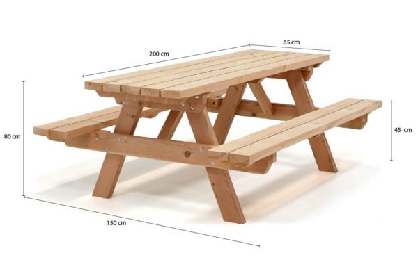 picknicktafel-afmetingen-6 Stevige Picknicktafel ECO - Afbeelding 7