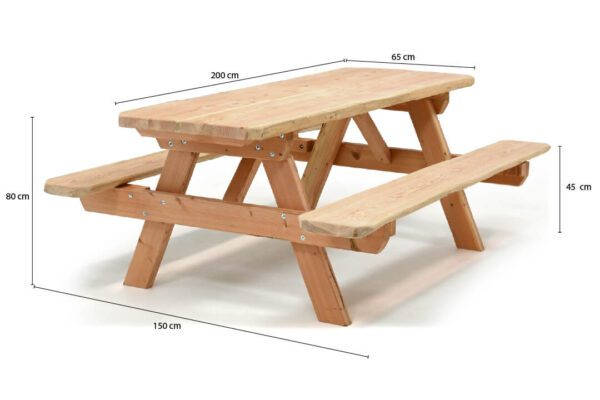 picknicktafel-afmetingen-7 Douglas Robuuste Picknicktafel Eco Natuur - Afbeelding 7