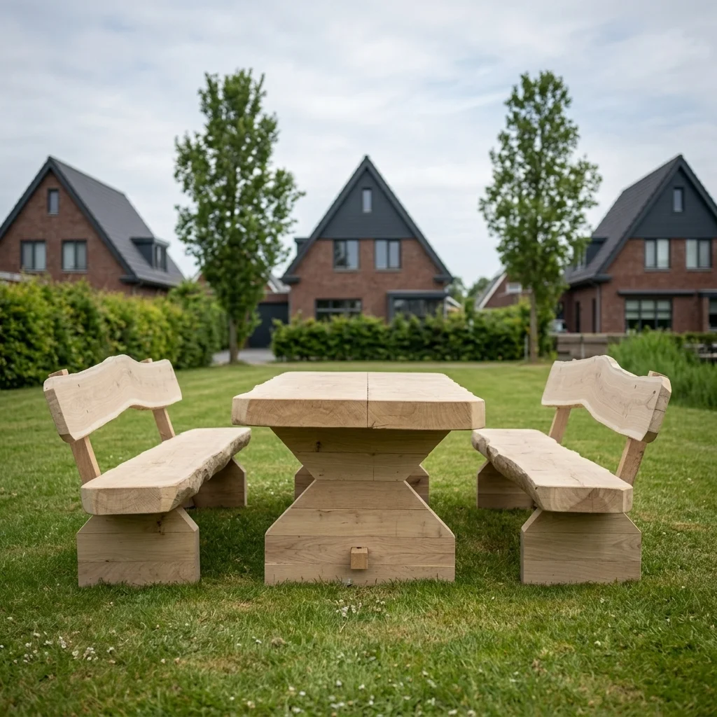 Eco Oostenrijkse Eiken picknickset met rugleuning-2