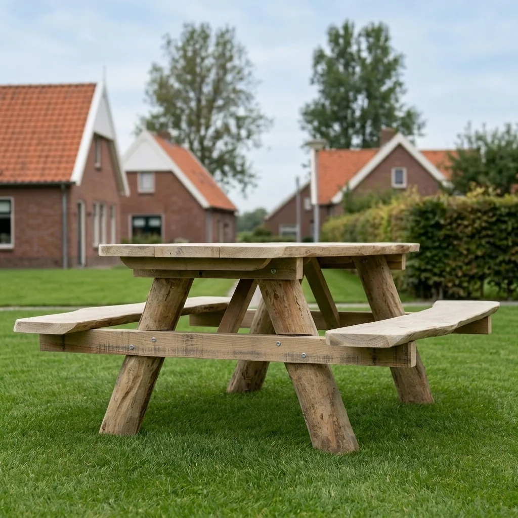 Eco Picknicktafel Boomstam Eiken -3