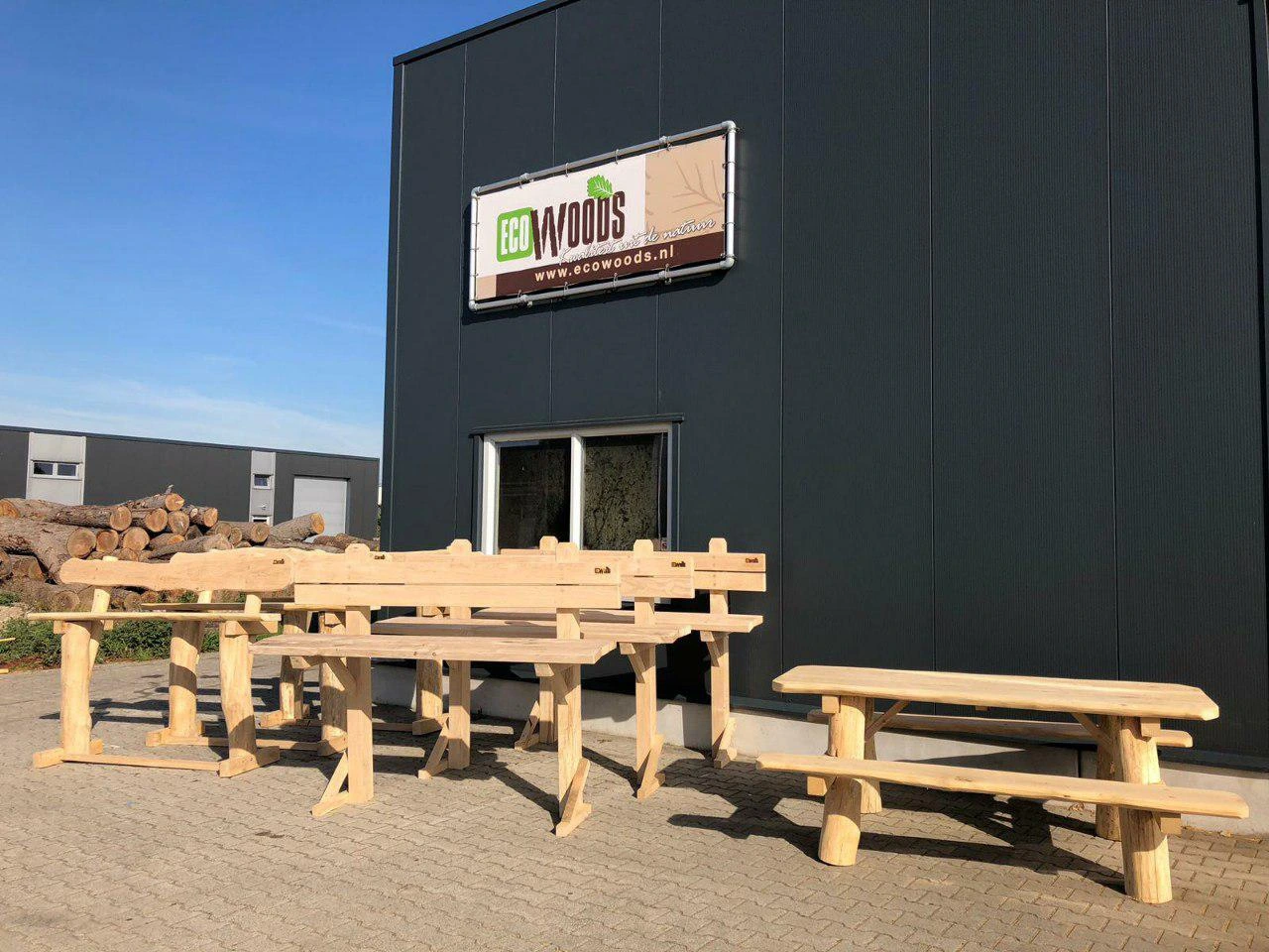 Hand gezaagde picknickbank ecowoods