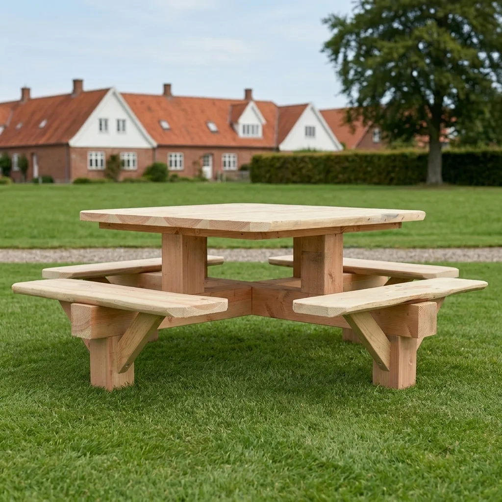 Vierkante picknicktafel de Veluwe (of rechthoekig)-1